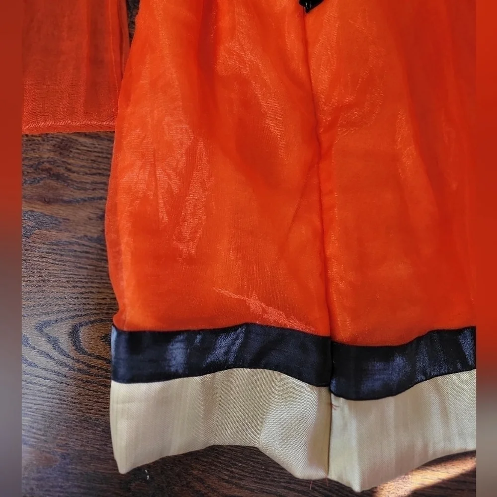 Girls Orange Chaniya Choli Lehenga Set w/ Mirror Work + Dupatta (5-6Y)